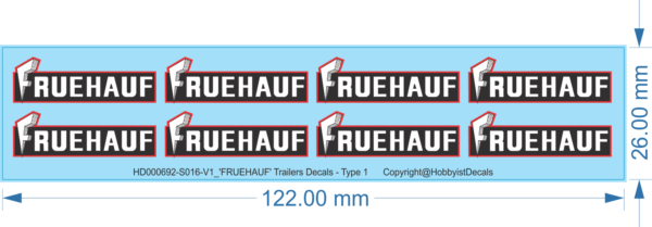 FRUEHARF Trailers Decals - Type 1 & 2 - 1/16 1/50 - Water Decal