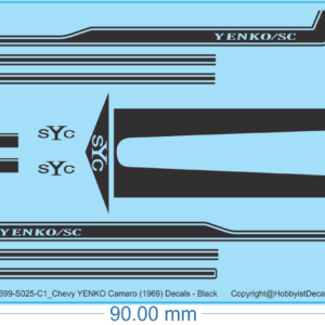 Chevy YENKO Camaro (1969) Decals - 1/18, 1/25, 1/43 - Water Decals