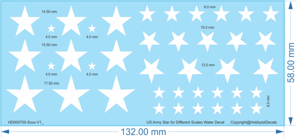 US Army Star & Round for Different Scales -Sxxx - Water Decal