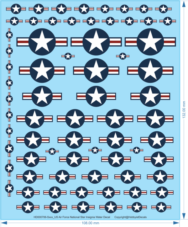 US Air Force National Star Insignia - Sxxx - Water Decal