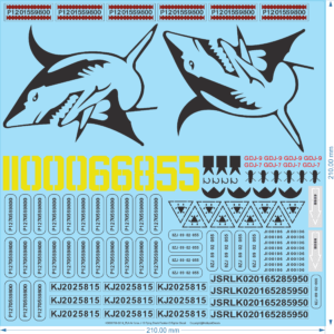 PLA Air force J-15 Flying Shark Flanker-D Fighter Decal - 1/14 - Water Decal