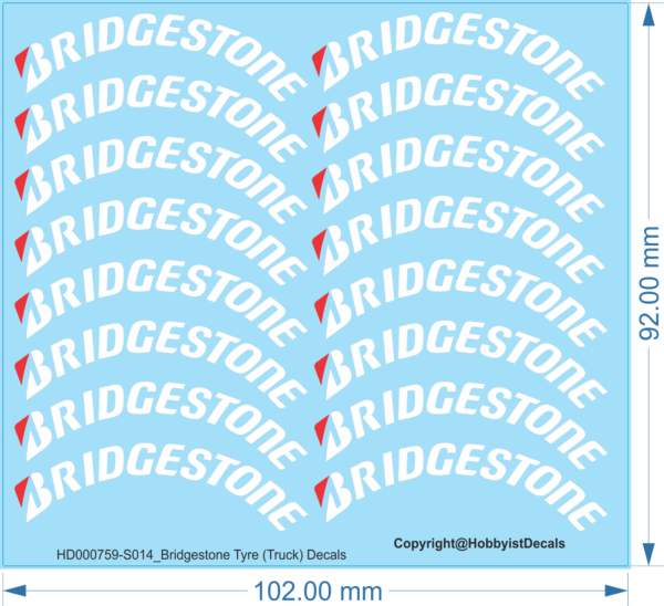 Bridgestone Tyre Truck Decals - 1/14 - Water Decal